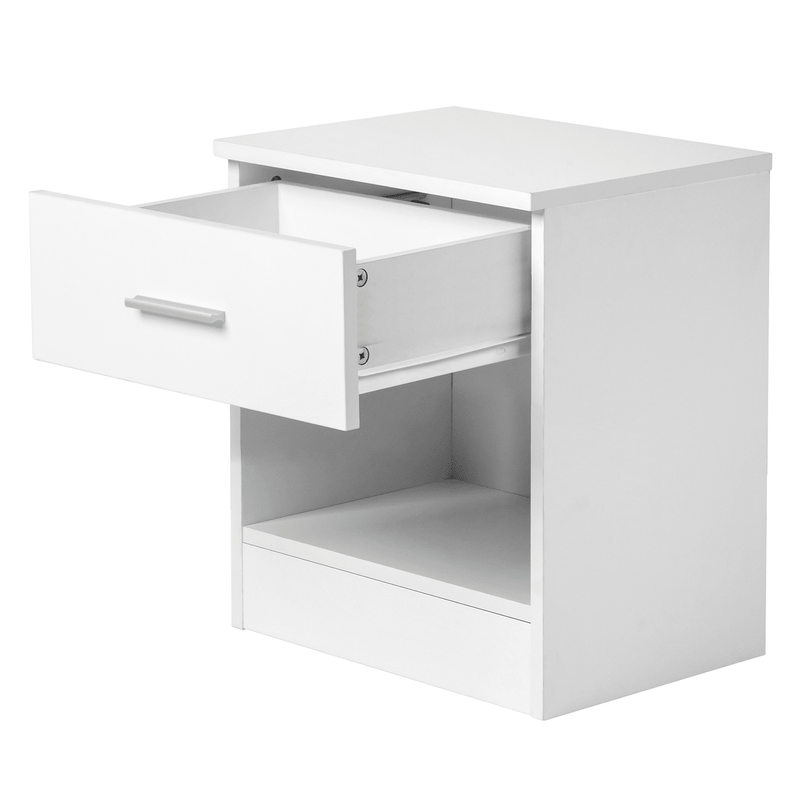 2-Tier Nightstand Bedside Cabinet End Table for Bedroom Home Office White - InStock
