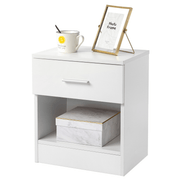 2-Tier Nightstand Bedside Cabinet End Table for Bedroom Home Office White - InStock