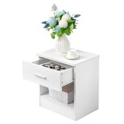 2-Tier Nightstand Bedside Cabinet End Table for Bedroom Home Office White - InStock