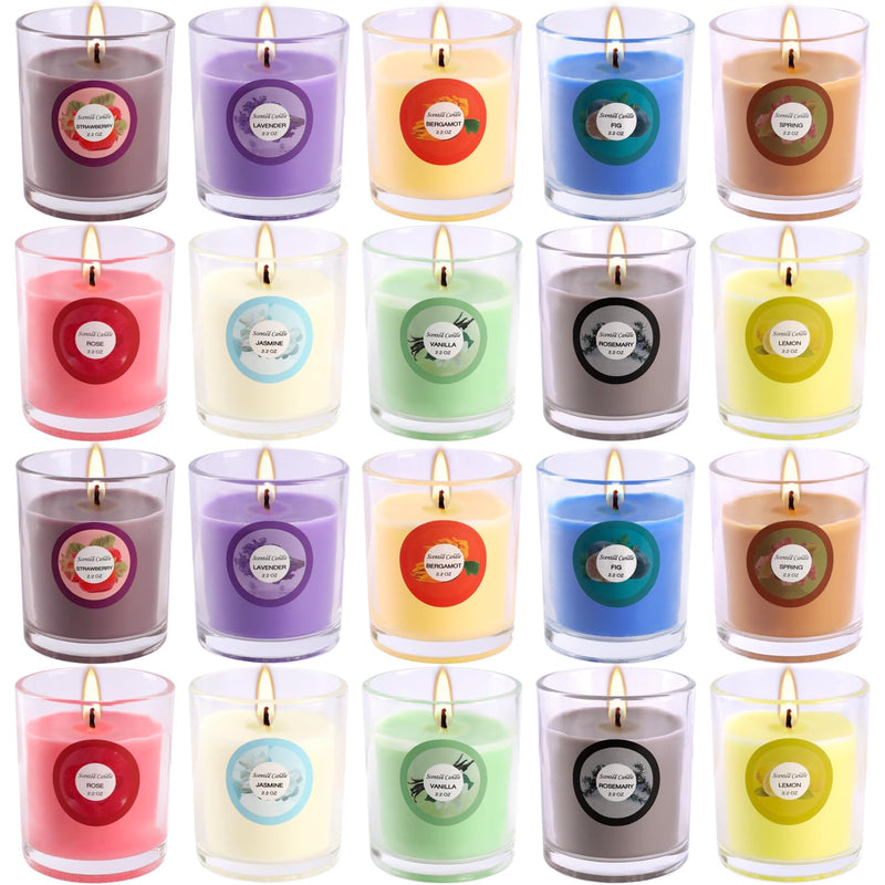 20 Pack Scented Candles Gift Set – 10 Fragrances, Aromatherapy Soy Wax Glass Jar Candle