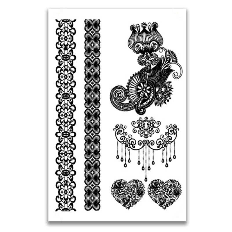 Black lace waterproof tattoo stickers