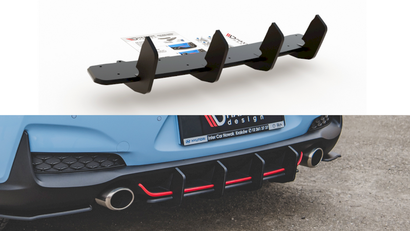 Maxton Design - STREET PRO REAR DIFFUSER V2 HYUNDAI I30 N MK3 HATCHBACK (2017-2020)