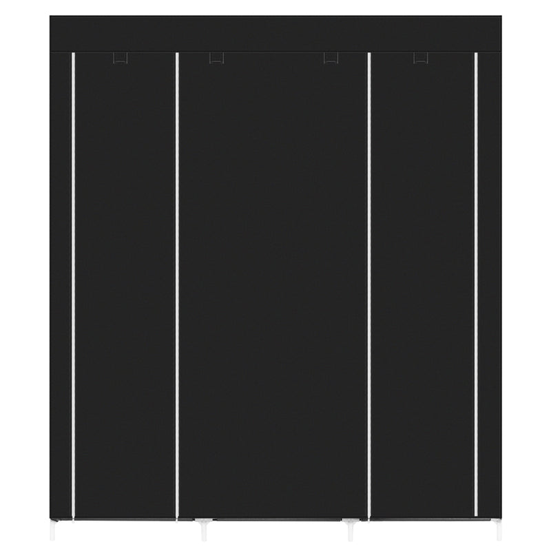 69" Portable Clothes Closet Non-Woven Fabric Wardrobe Double Rod Storage Organizer Black