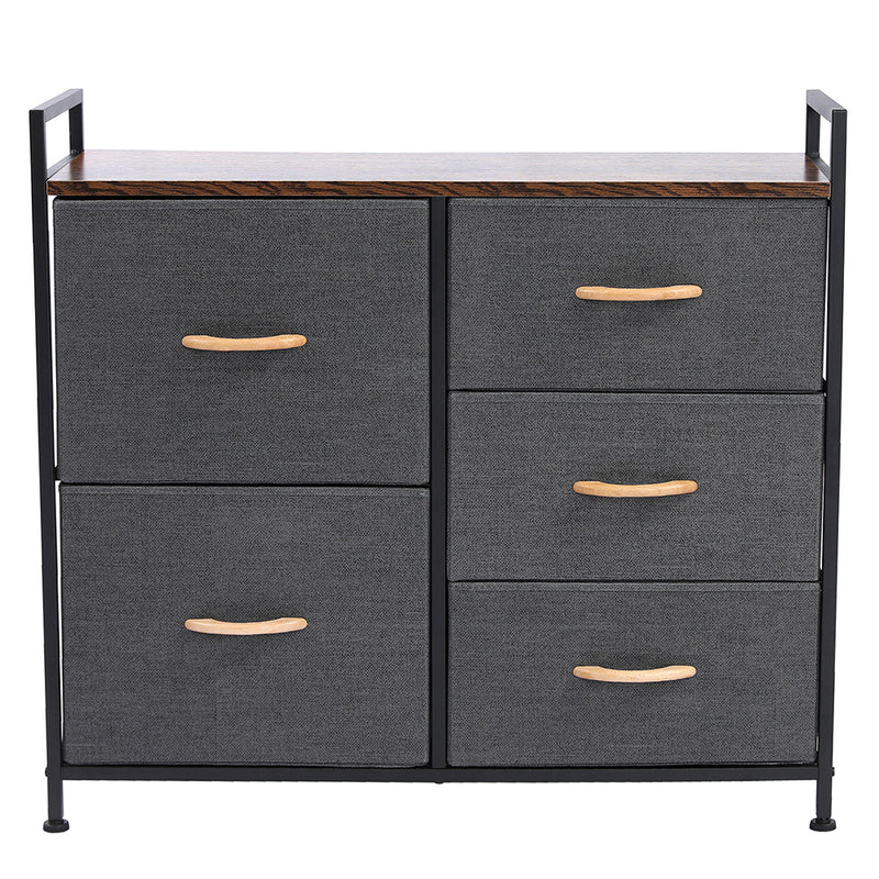 Dresser Organizer with 5 Drawers, Fabric Dresser Tower for Bedroom, Hallway, Entryway, Closets - Dark Gray