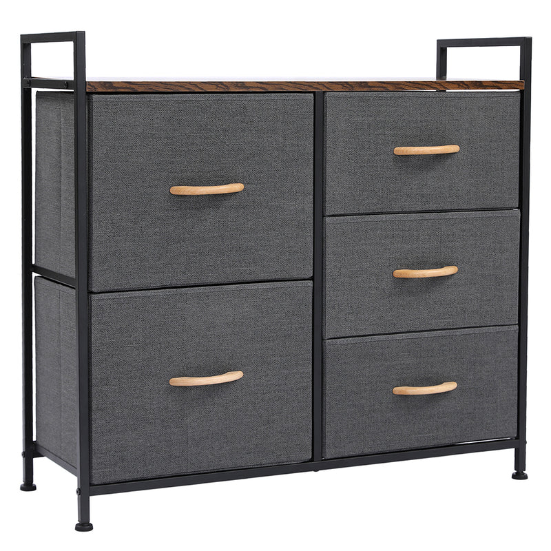 Dresser Organizer with 5 Drawers, Fabric Dresser Tower for Bedroom, Hallway, Entryway, Closets - Dark Gray