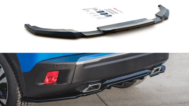 Maxton Design - CENTRAL REAR SPLITTER (W/ VERTICAL BARS) PEUGEOT 2008 MK2 (2019-2023)