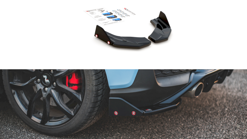 Maxton Design - REAR SIDE SPLITTERS V.7 + FLAPS HYUNDAI I30 N MK3 HATCHBACK