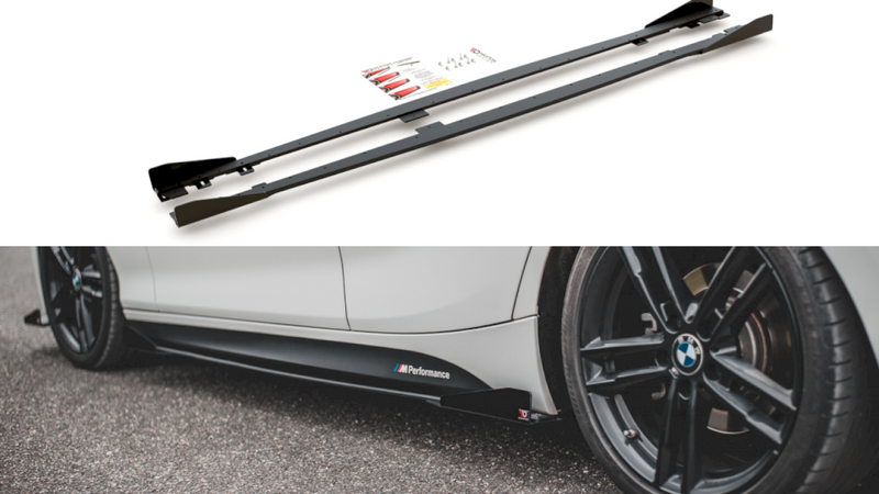 Maxton Design - STREET PRO DURABILITY SIDE SKIRTS DIFFUSERS V2 (+FLAPS) BMW 1 F20 M-PACK FACELIFT / M140I (2015-2019)