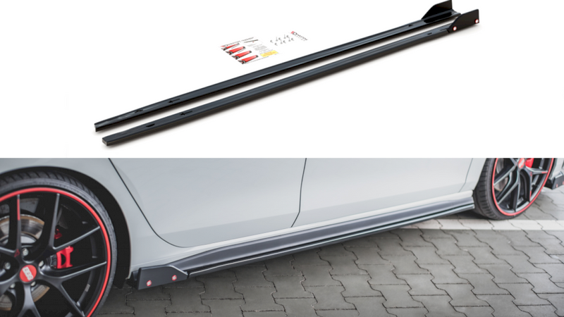 Maxton Design - SIDE SKIRTS DIFFUSERS V.2 + FLAPS VOLKSWAGEN GOLF GTI / GTE / GTI CLUBSPORT / R-LINE MK8