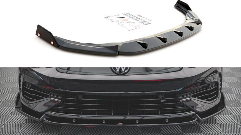 Maxton Design - FRONT SPLITTER V.2 + FLAPS VW GOLF R MK8