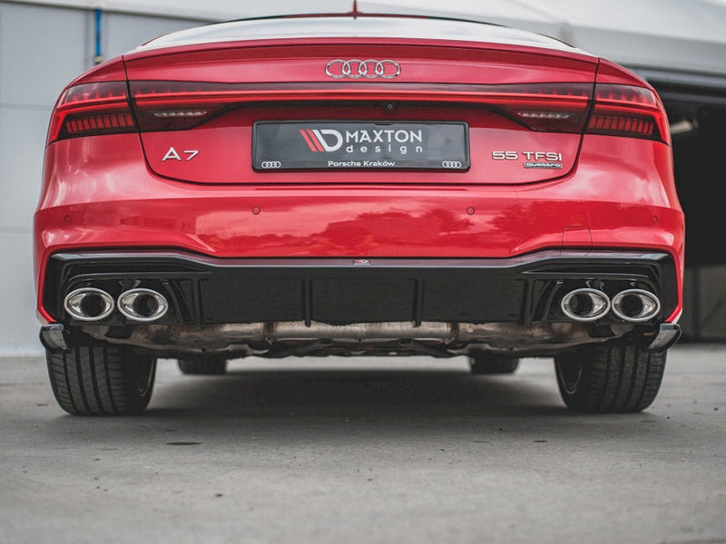 Maxton Design - REAR VALANCE + EXHAUST ENDS IMITATION AUDI A7 C8 S-LINE (2017-)