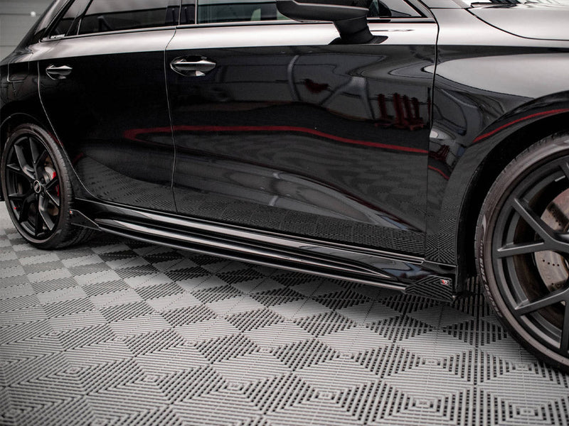 Maxton Design - STREET PRO SIDE SKIRTS DIFFUSERS (+FLAPS) AUDI RS3 SPORTBACK 8Y (2020-)