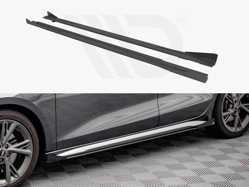 Maxton Design - Street PRO Side Skirts Diffusers + Flaps Audi S3 / A3 S-Line 8Y