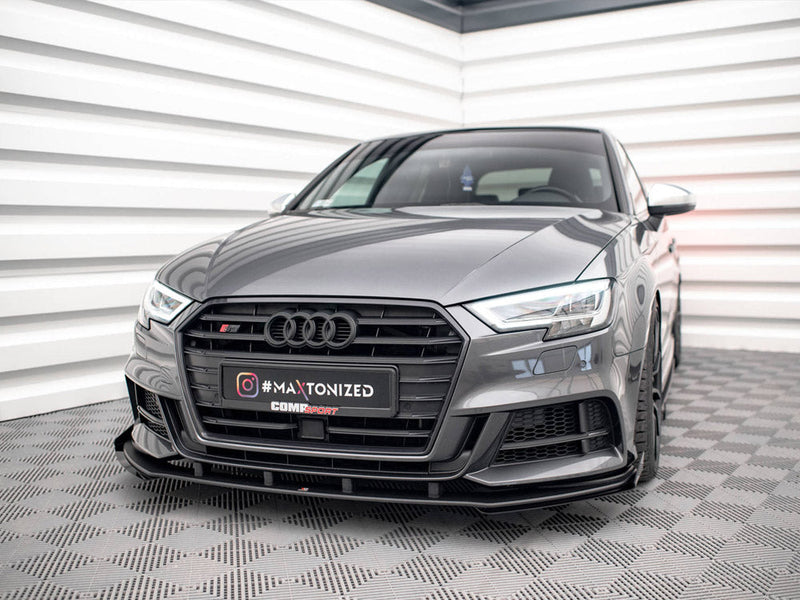 Maxton Design - STREET PRO FRONT SPLITTER V.1 (+FLAPS) AUDI S3 SPORTBACK 8V FACELIFT
