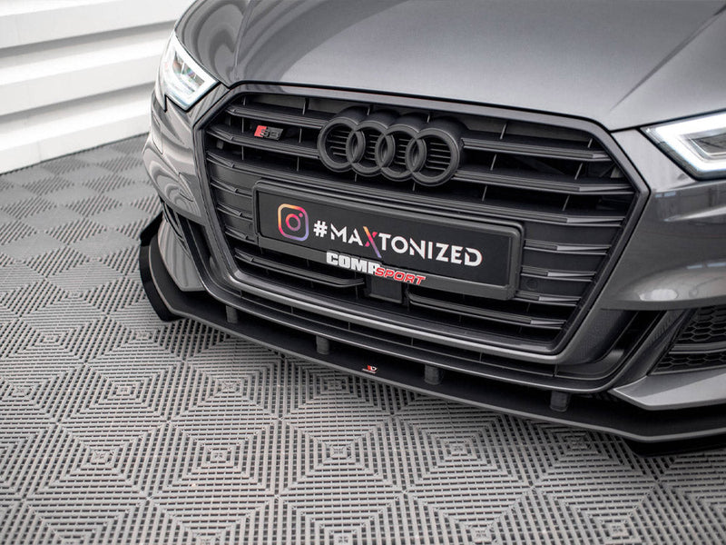 Maxton Design - STREET PRO FRONT SPLITTER V.1 (+FLAPS) AUDI S3 SPORTBACK 8V FACELIFT