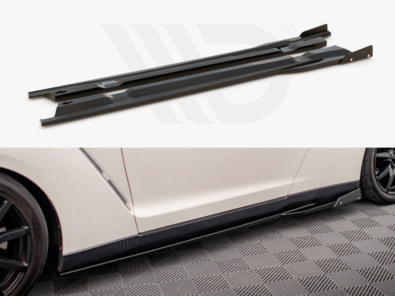 Maxton Design - SIDE SKIRTS DIFFUSERS + FLAPS NISSAN GTR R35 1ST FACELIFT