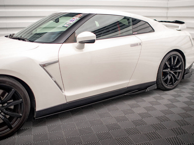 Maxton Design - SIDE SKIRTS DIFFUSERS + FLAPS NISSAN GTR R35 1ST FACELIFT