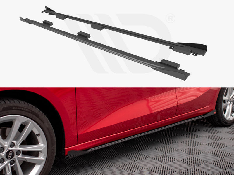 Maxton Design - STREET PRO SIDE SKIRTS DIFFUSERS + FLAPS AUDI A3 8Y