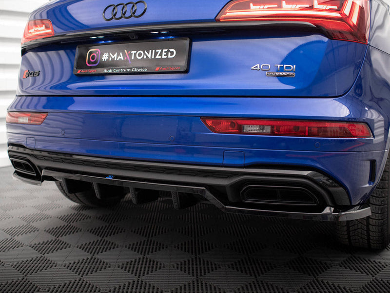 Maxton Design - CENTRAL REAR SPLITTER (VERTICAL BARS) AUDI Q5 S-LINE SUV MK2 FACELIFT