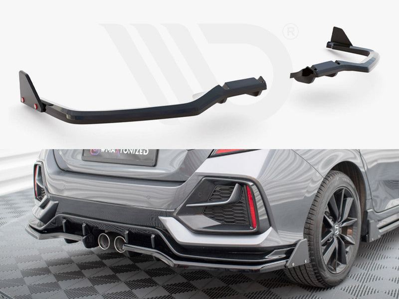 Maxton Design - Rear Splitter V.1 (Vertical Bars) + Flaps Honda Civic Sport Mk10 Facelift