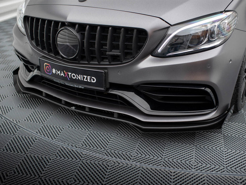 Maxton Design - STREET PRO FRONT SPLITTER + FLAPS MERCEDES-AMG C63 SEDAN / ESTATE W205 FACELIFT