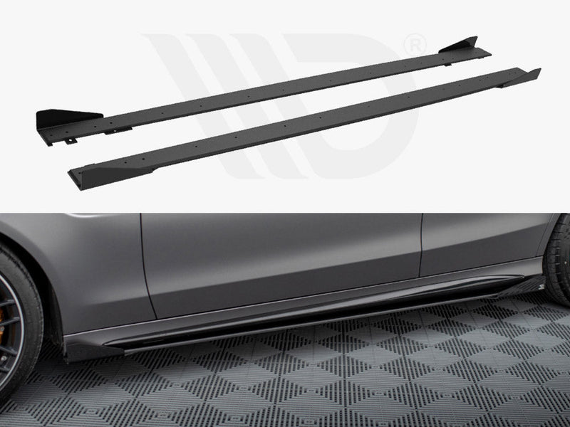 Maxton Design - STREET PRO SIDE SKIRTS DIFFUSERS + FLAPS MERCEDES-AMG C63 SEDAN / ESTATE W205 FACELIFT
