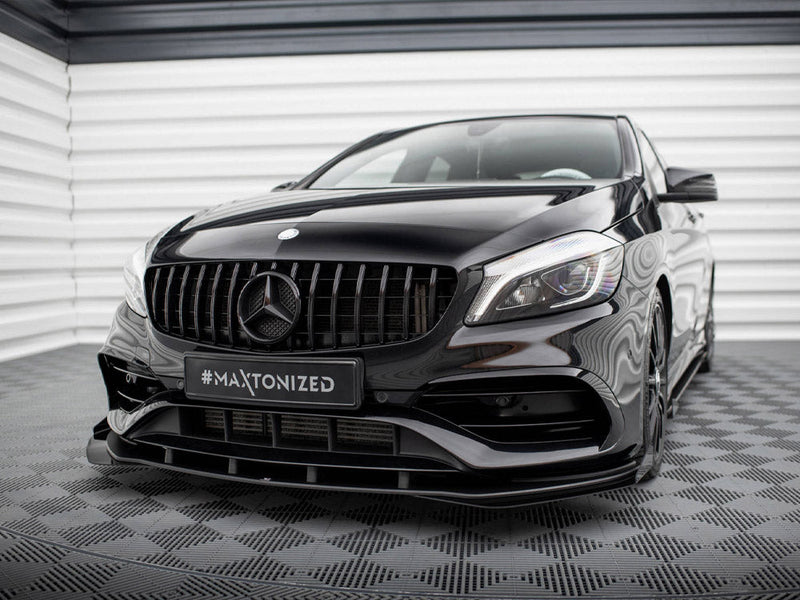 Maxton Design - STREET PRO FRONT SPLITTER + FLAPS MERCEDES-BENZ A AMG-LINE W176 FACELIFT