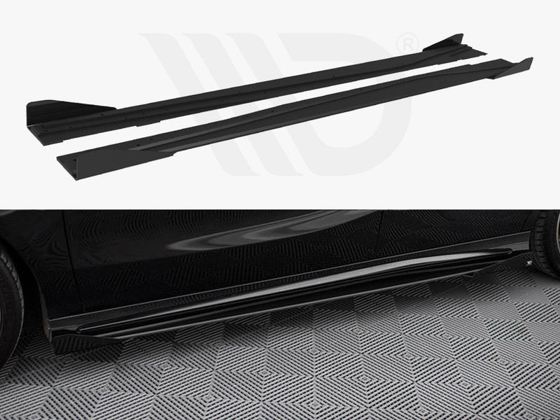 Maxton Design - STREET PRO SIDE SKIRTS DIFFUSERS + FLAPS MERCEDES-BENZ A AMG-LINE W176 FACELIFT