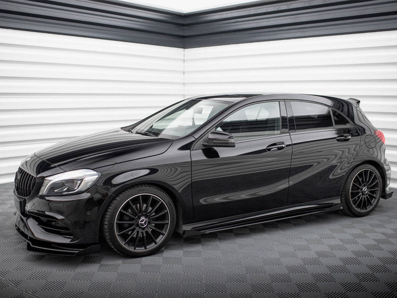 Maxton Design - STREET PRO SIDE SKIRTS DIFFUSERS + FLAPS MERCEDES-BENZ A AMG-LINE W176 FACELIFT