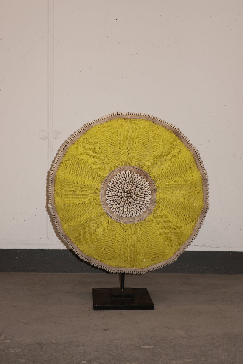 Cameroon Beaded Shield - L - 56cm Yellow 04