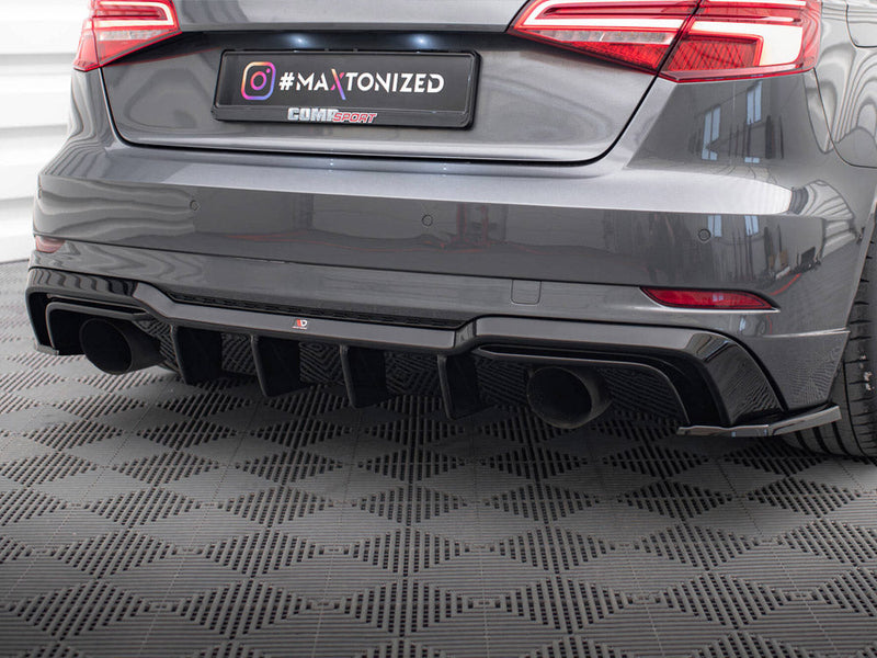 Maxton Design - REAR VALANCE AUDI A3 S-LINE SPORTBACK 8V FACELIFT (VERSION WITH SINGLE EXHAUSTS ON BOTH SIDES)