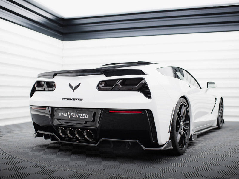 Maxton Design - Central Rear Splitter (Vertical Bars) + Rear Side Splitters Chevrolet Corvette C7