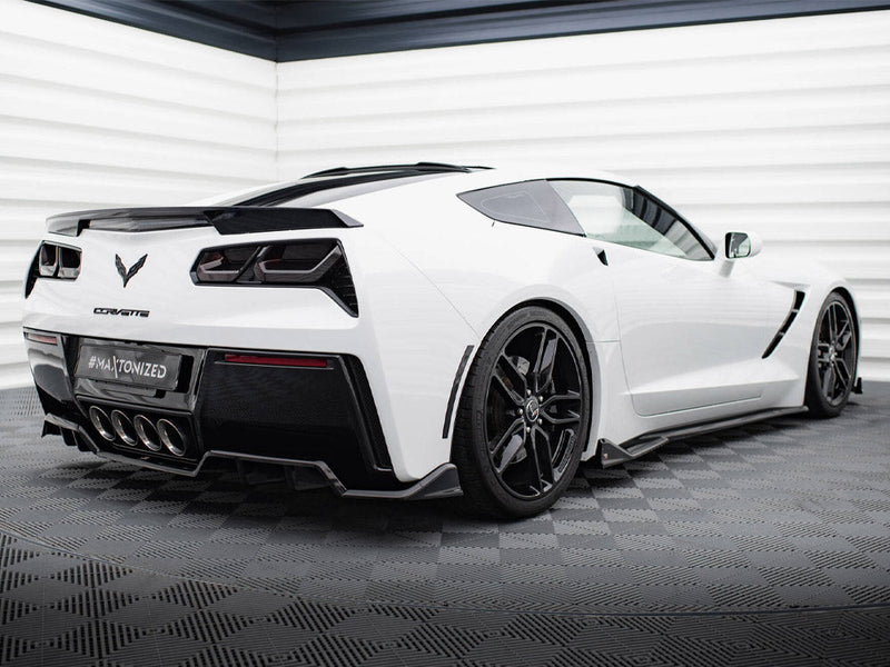 Maxton Design - Central Rear Splitter (Vertical Bars) + Rear Side Splitters Chevrolet Corvette C7