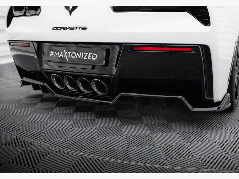 Maxton Design - Central Rear Splitter (Vertical Bars) + Rear Side Splitters Chevrolet Corvette C7