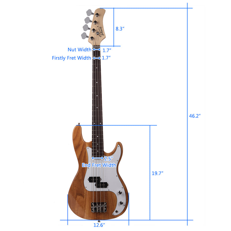Glarry GP Electric Bass Guitar Cord Wrench Tool Burlywood