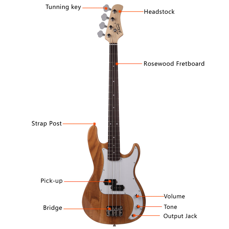 Glarry GP Electric Bass Guitar Cord Wrench Tool Burlywood