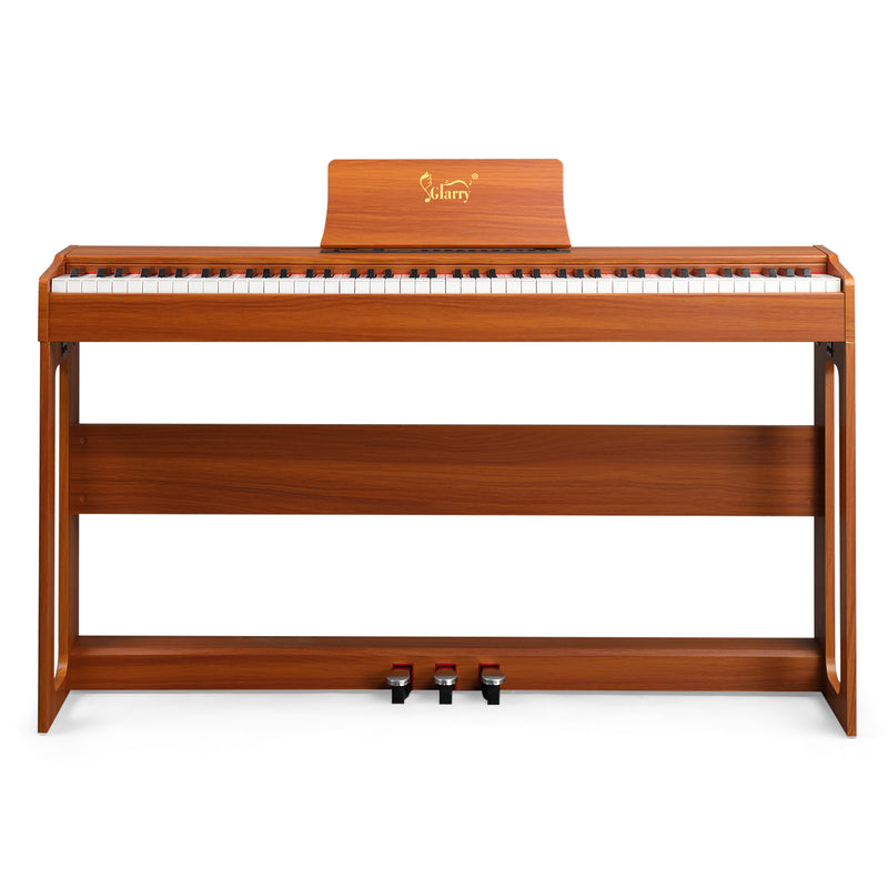 Glarry GDP-104 88 Keys Full Weighted Keyboards Digital Piano with Furniture Stand, Power Adapter, Triple Pedals, Headphone, for All Experience Levels Walnut