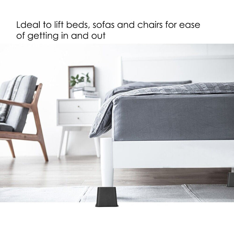 4X 3" Heavy Duty Bed Chair Risers Feet Leg Lift Furniture Extra Raisers Stand UK