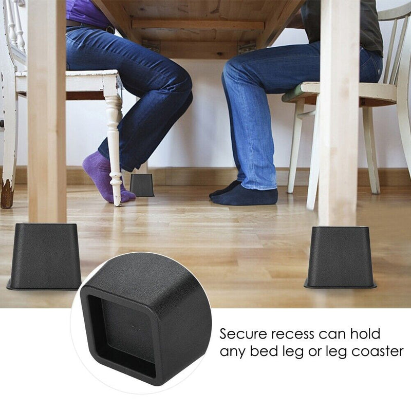 4X 3" Heavy Duty Bed Chair Risers Feet Leg Lift Furniture Extra Raisers Stand UK