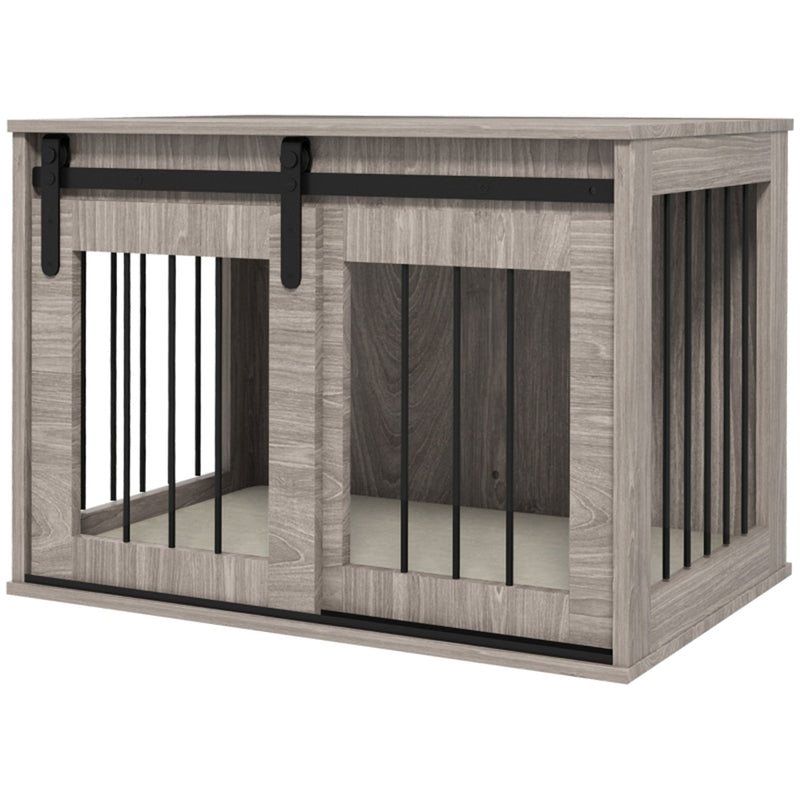 PawHut Dog Crate Furniture, Dog House Furniture Style for Medium Dogs, Dog Kennel with Removable Cushion for Indoor Use, 80 x 54 x 57cm - Brown