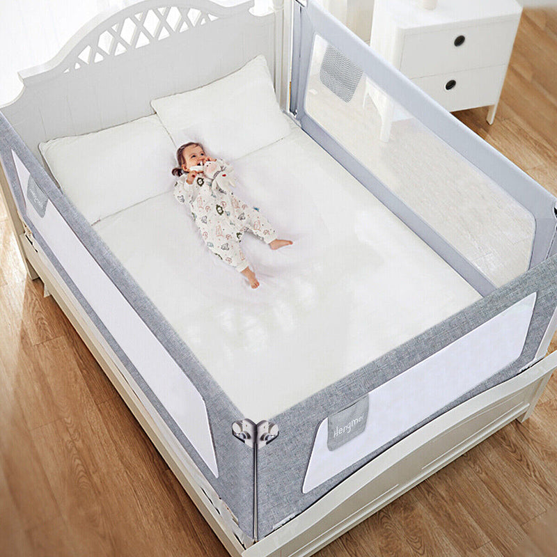Bed Rail - Adjustable Height, 200cm Double Bed, Safety, Grey, Single Sided