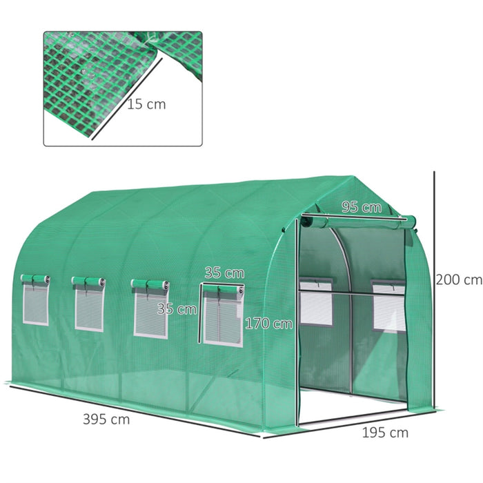 Polytunnel Greenhouse Green 3.95L x 1.95W x 2Hm