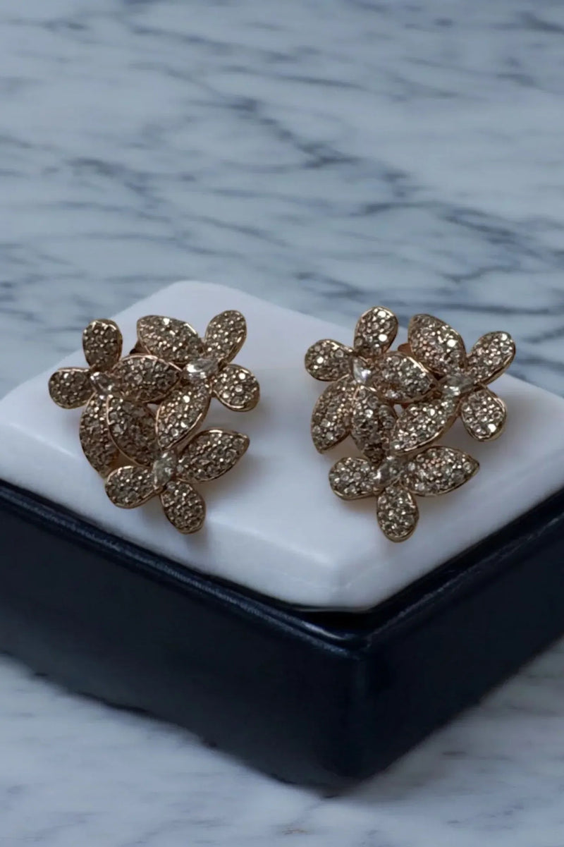 Flowers Large Stud Earrings Rosegold