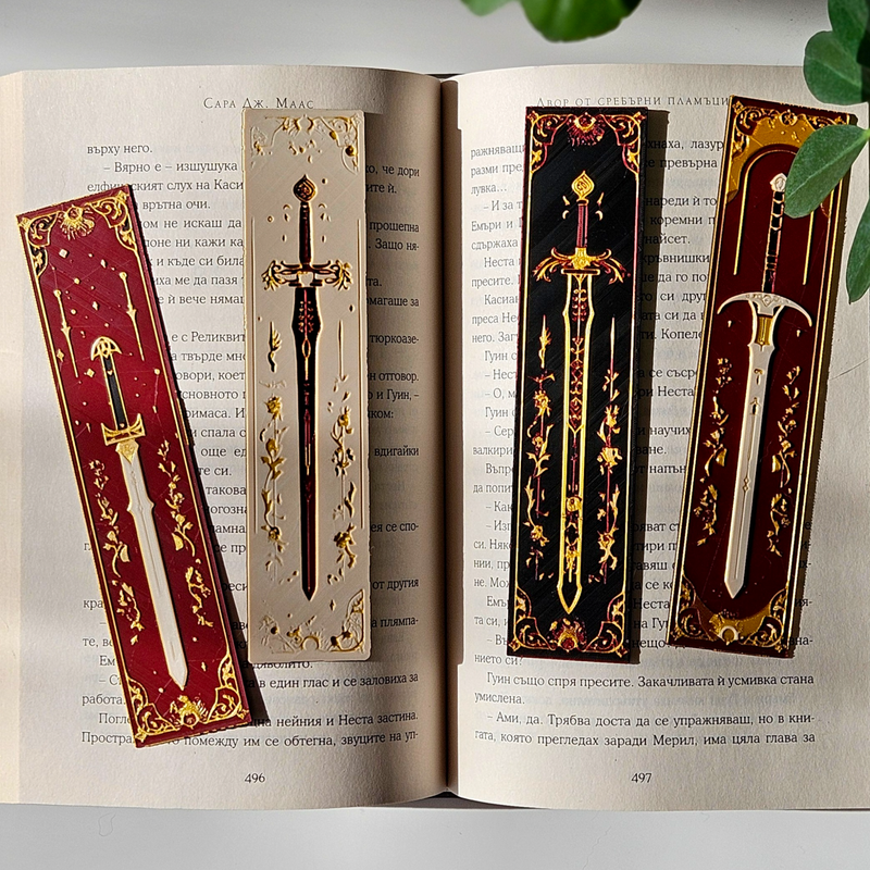 Elven Sword Inspired Bookmark Set – Fantasy Book Accessories & Gifts for Readers