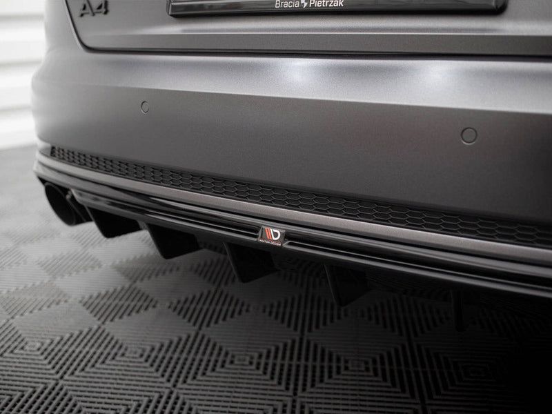Maxton Design - Rear Valance Audi A4 S-Line B9 (Version with single exhaust tips on one side)