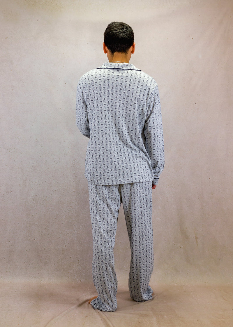 Grey squares set with long-sleeves top and trouser