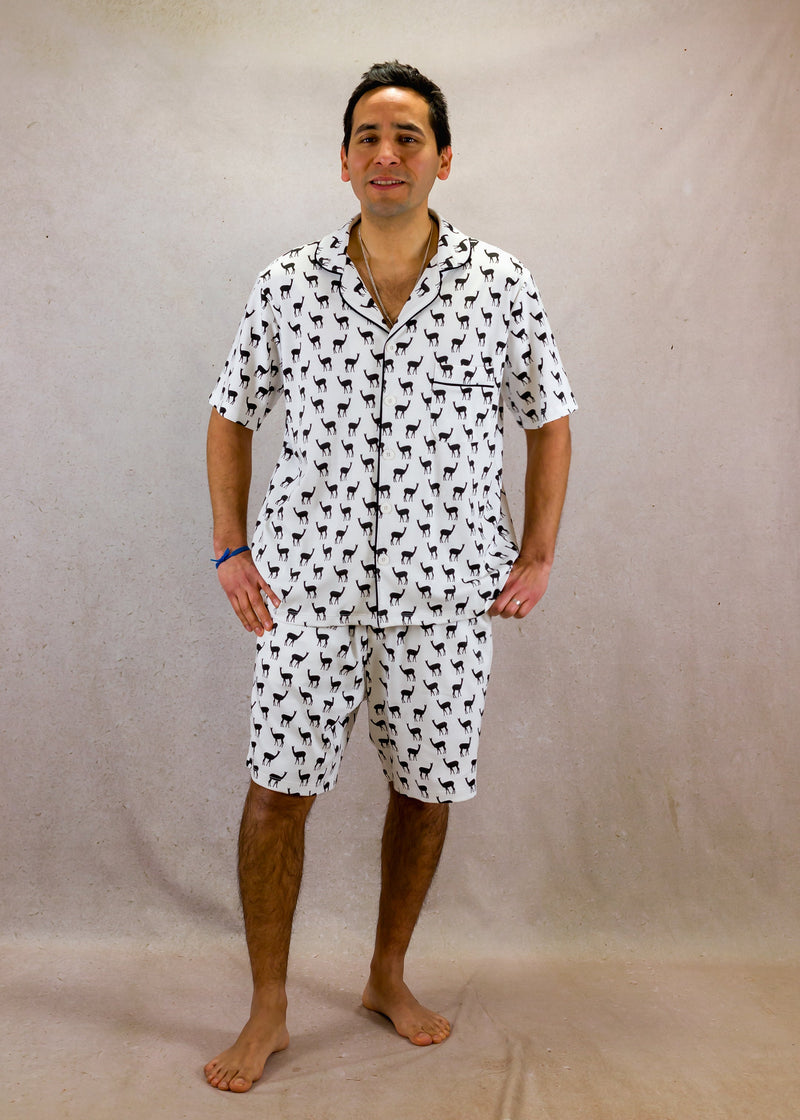 B&W vicunas set with short-sleeves top and short