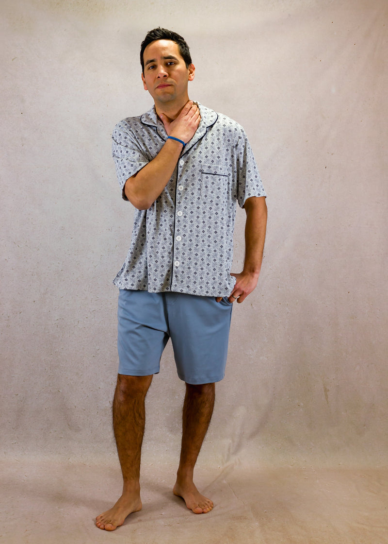 Grey squares set with short-sleeves and short