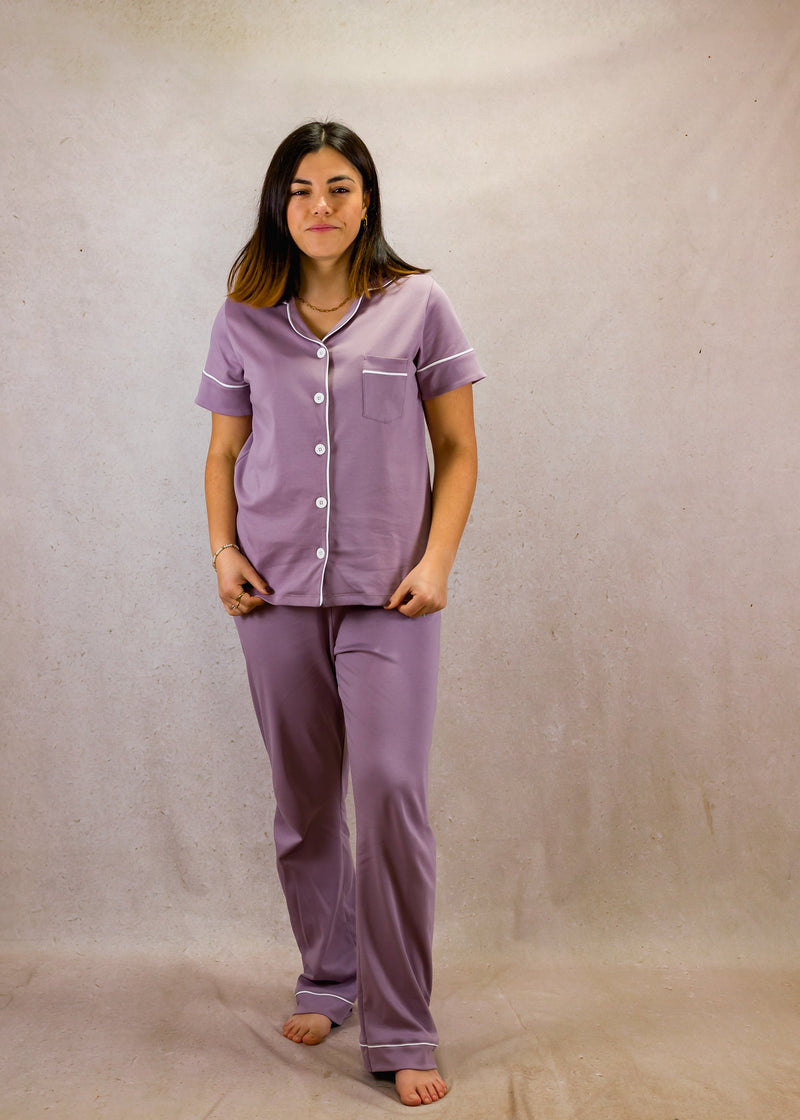 Pale purple set with short-sleeves