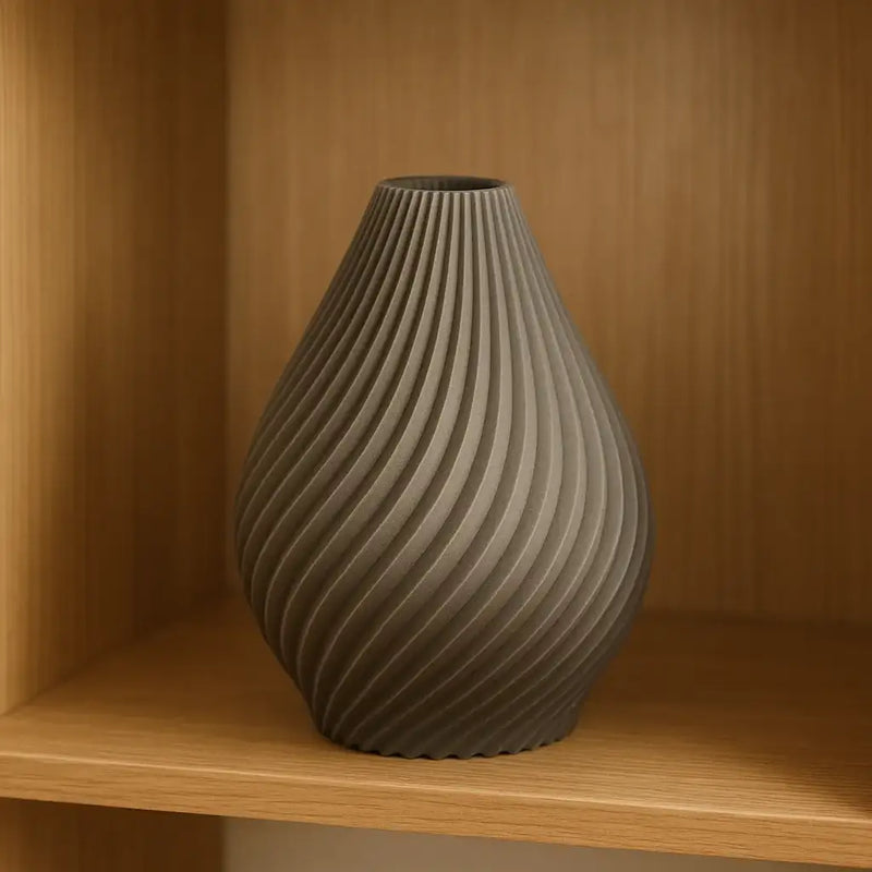 The Spiral Vase – Twisted Teardrop 3D Printed Decor